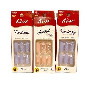 Kiss Jeweled Fantasy Fake Faux Nails Press Ons Pink Purple New NWT